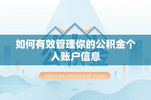 东乌旗如何有效管理你的公积金个人账户信息